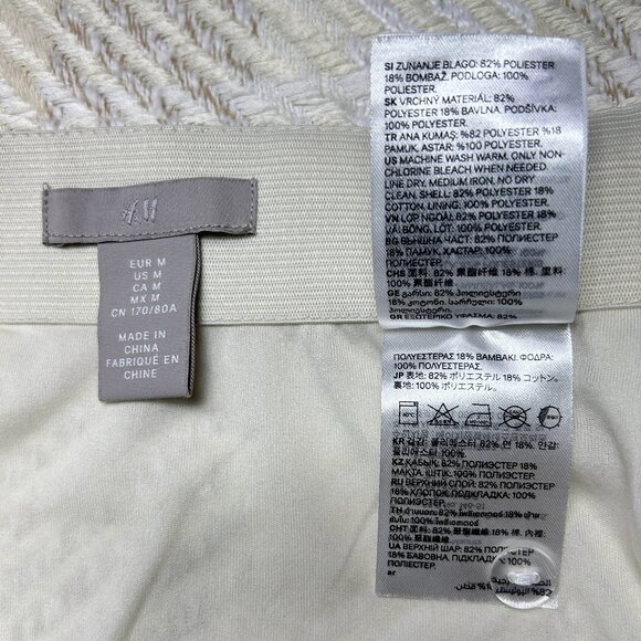 H&M chic tweed-inspired textured cream skirt - Size Medium - Picture 6 of 7